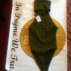 Olive Green Turtleneck Bodysuit